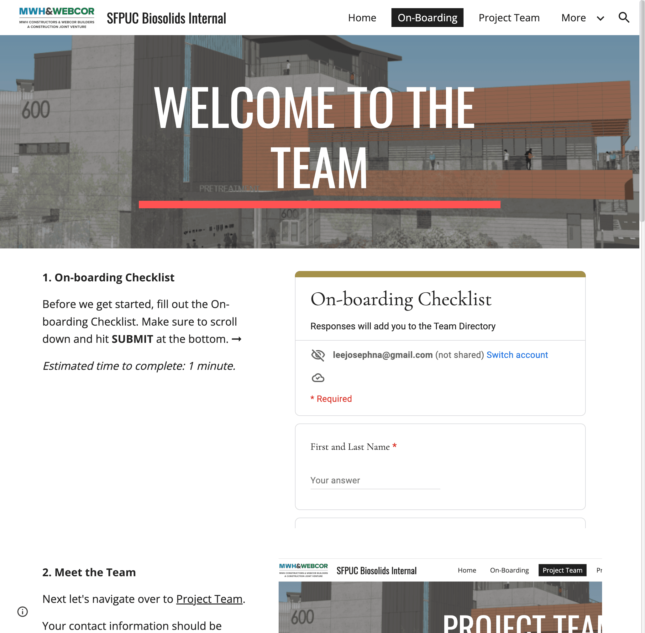 MWH Webcor Team Site